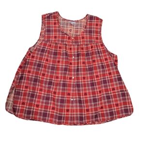 Only Necessities Smock Red Heart Women's Tunic Tank Button Front 2X